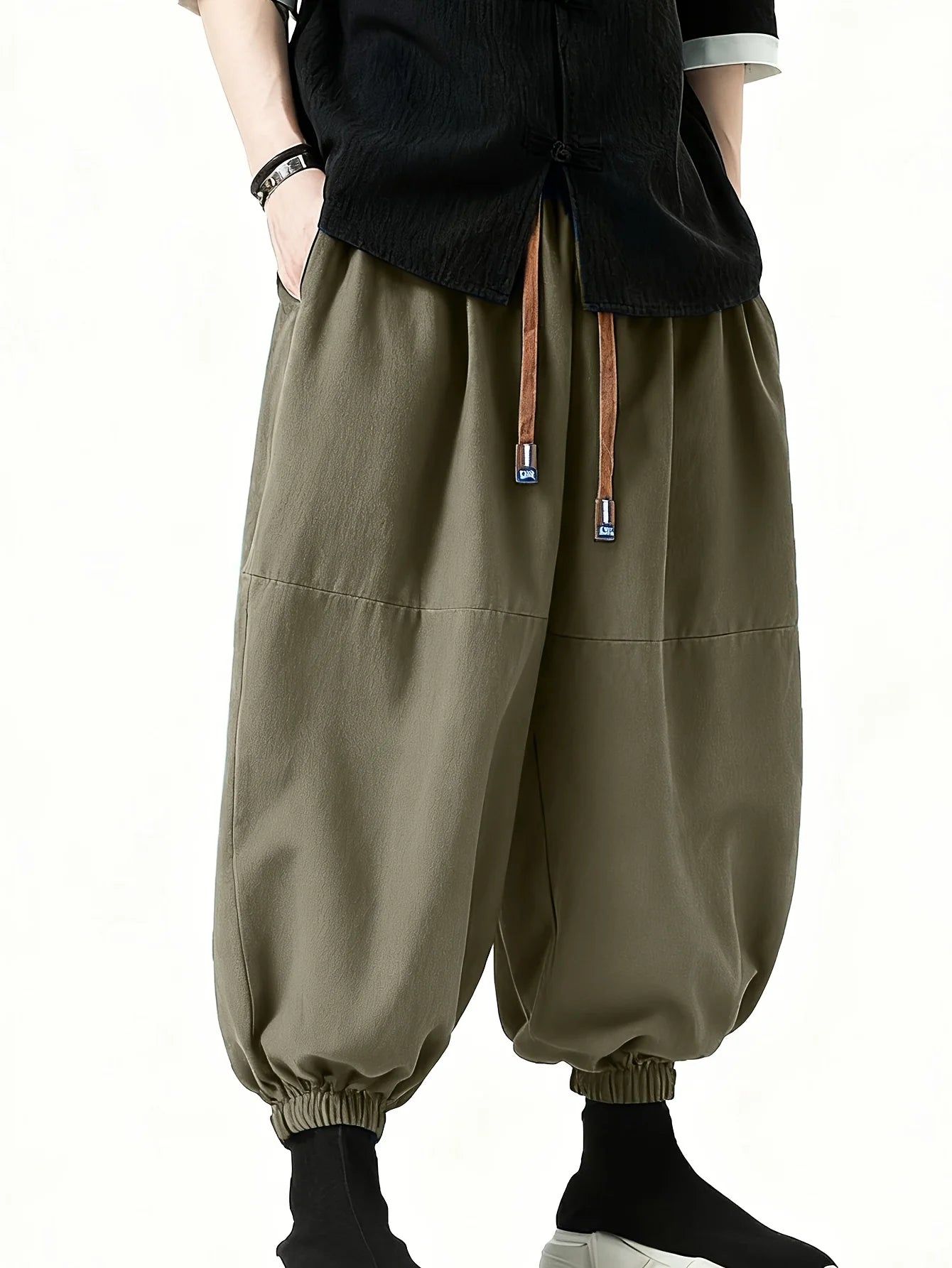 New Men Pants Fashion Korean Style Harem Loose Style Cotton Pants Man Solid Trousers
