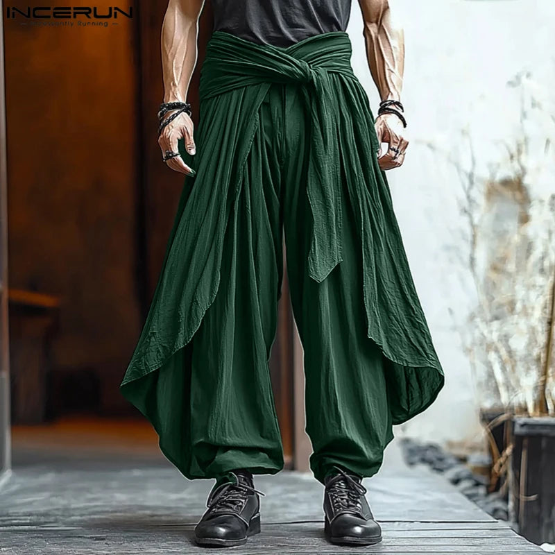 Men's Casual Pants Harem Pant Pleated Long Trousers Streetwear Oversize Men's Clothing S-5XL