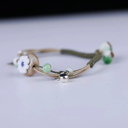 Handmade Boho Gypsy Hippie Design Brown Leather Star G Clef Note Metal Charms Wood Button Beads Wrap Unisex Adjustable Bracelet