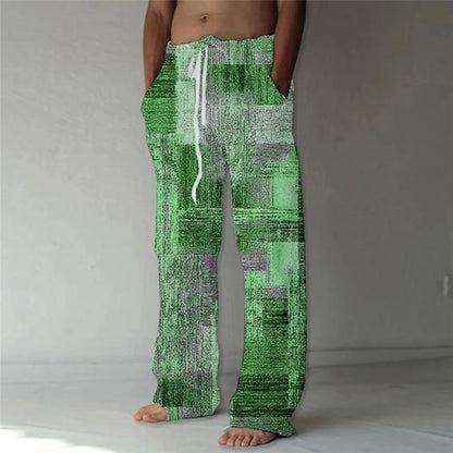 Men's Trousers Summer Pants Beach Pants Drawstring Elastic Waist 3D Print Color Block Geometric Graphic Prints Casual Pants