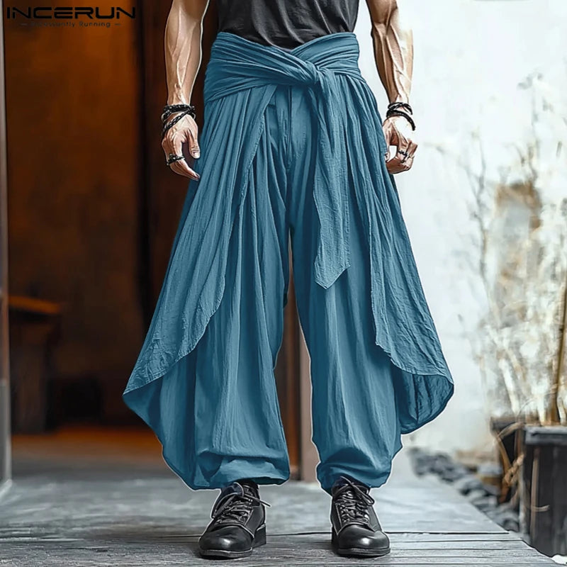 Men's Casual Pants Harem Pant Pleated Long Trousers Streetwear Oversize Men's Clothing S-5XL