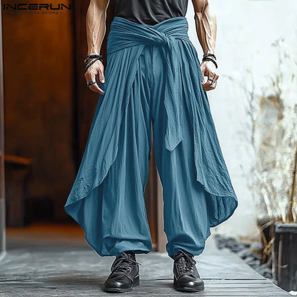 Men's Casual Pants Harem Pant Pleated Long Trousers Streetwear Oversize Men's Clothing S-5XL