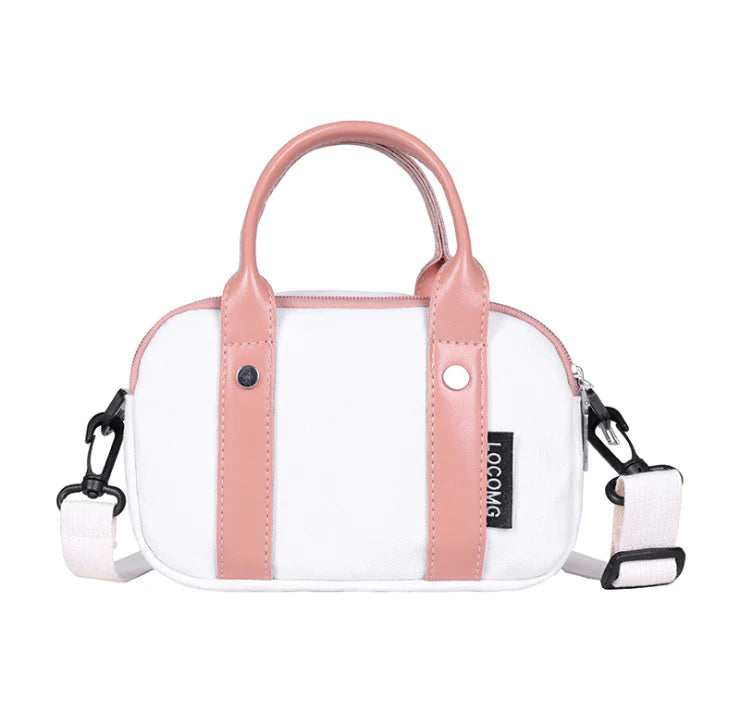 Color-Block Leather and Canvas Crossbody Bag