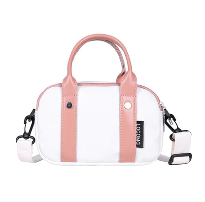 Color-Block Leather and Canvas Crossbody Bag