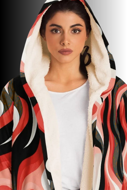 Showstopper Swirl Red Pink White Black Multicolor Hooded Wrap Custom Design