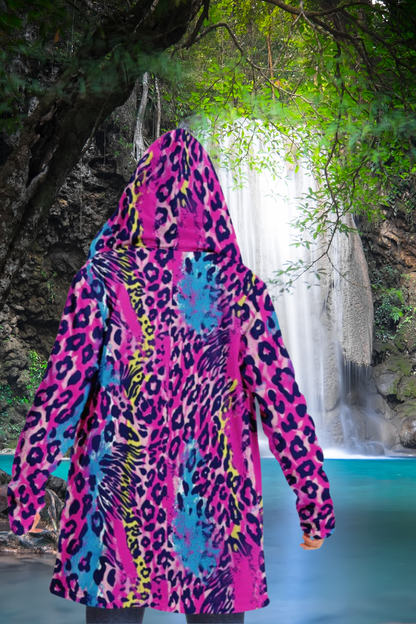 Take a Walk on the Wild Side - Abstract Cheetah Spots, Vibrant Animal Print Hooded Wrap