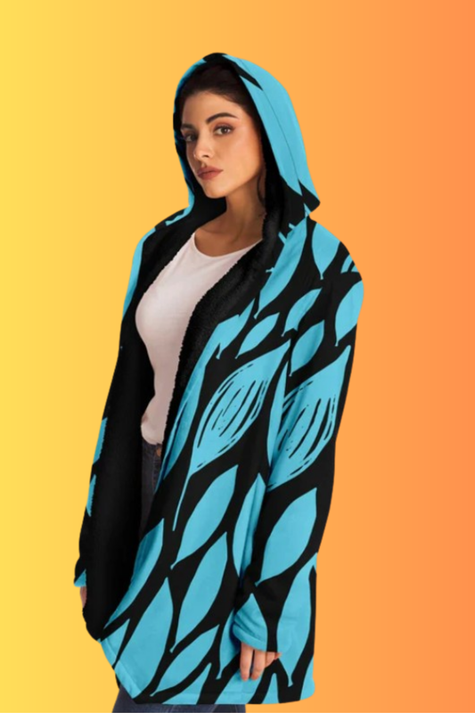 Black & Teal Boho Swirl Microfleece Cloak 🌿 Because Subtlety Is Overrated