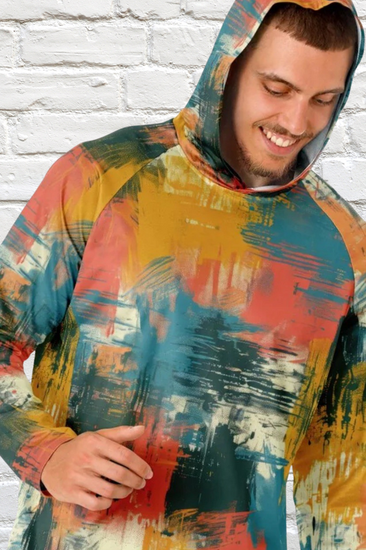 Men’s Long Sleeve Hooded Performance Shirt – “Oops, I Hugged the Paint Wall” Edition