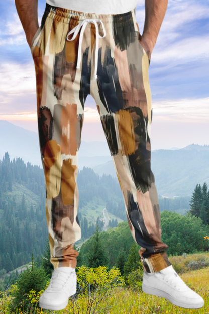 Abstract Brush-Stroke Track Pants