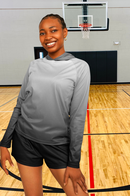 Women's Long Sleeve Hooded Performance Shirt - Gradient Gray copy