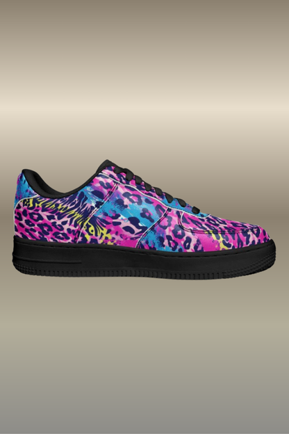 Vibrant Cheetah Print Sneakers with Bold Brush Strokes Men's and Women's