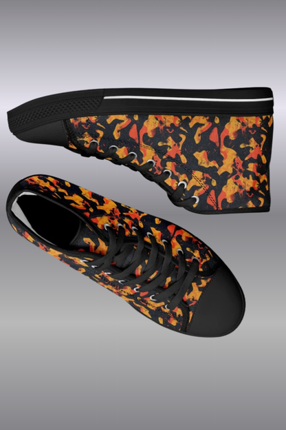 Urban Peak High Top Shoes | Black & Orange Grunge Streetwear Sneakers