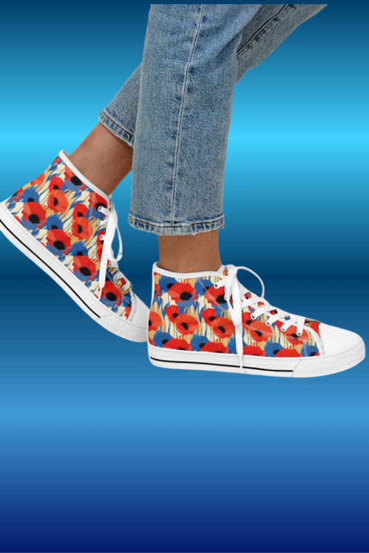 Urban Peak High Top Shoes | Abstract Poppy & Blue Flower Design