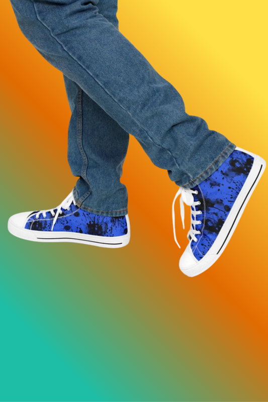 Urban Peak High Top Shoes | Blue, Black & White Ink Splash Grunge Sneakers