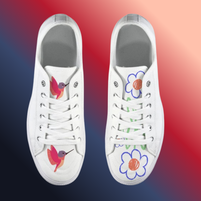 Whimsical Hummingbird & Flower Seattle Low Top Women's Shoes