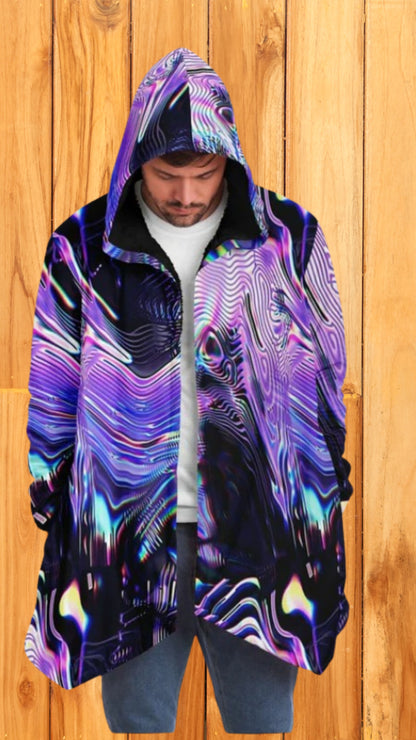 Psychedelic Cloak – Abstract Expressionism Trippy Hooded Cloak | Boho Men Style, Women's Fashion