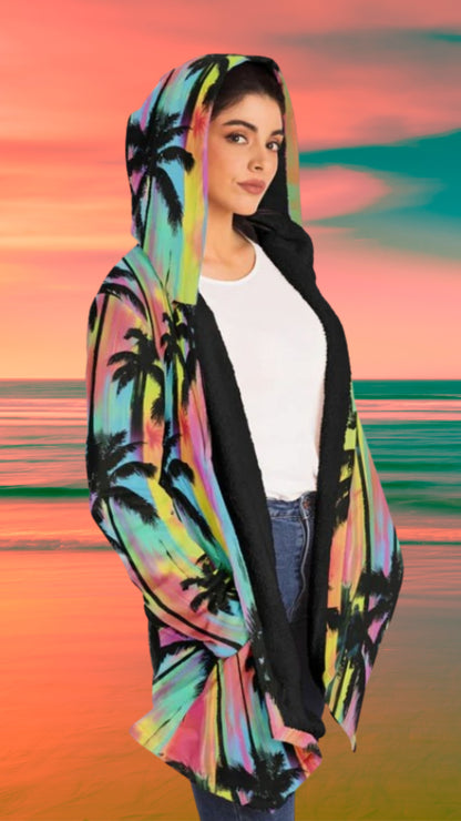 Fantasy Cloak – Abstract Tropical Neon Palm Tree Cloak | Boho Chic Style