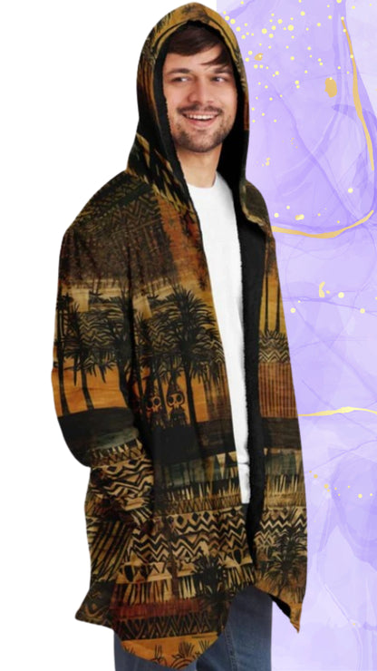 Tribal Hooded Cloak – Boho Street Style Palm Tree Coat | Boho Men Style