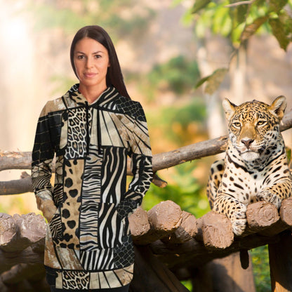 Athletic Longline Hoodie - Animal Pattern, Boho Chic Style
