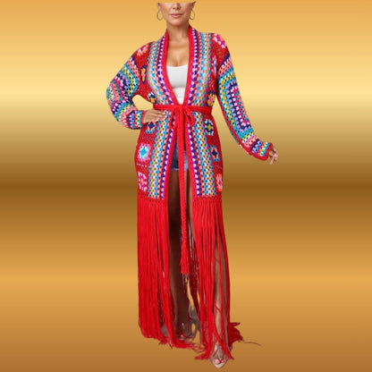 Fringe Tied Long Sleeve Cardigan