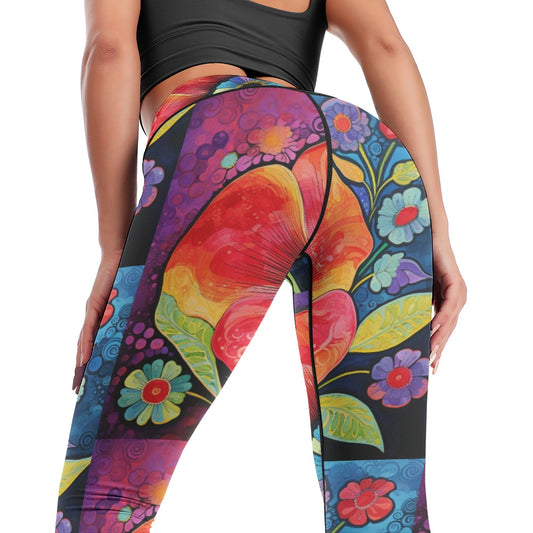 Women's Whimsical Flowers Comfort Sports Yoga Pants