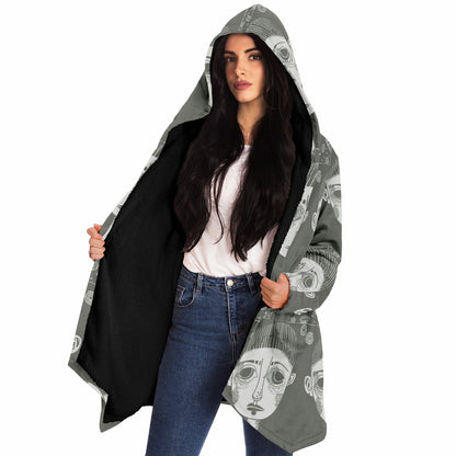 Gray Abstract Cloak – Abstract Expressionism Hooded Cloak | Artistic Fashion Meets Boho Chic Style
