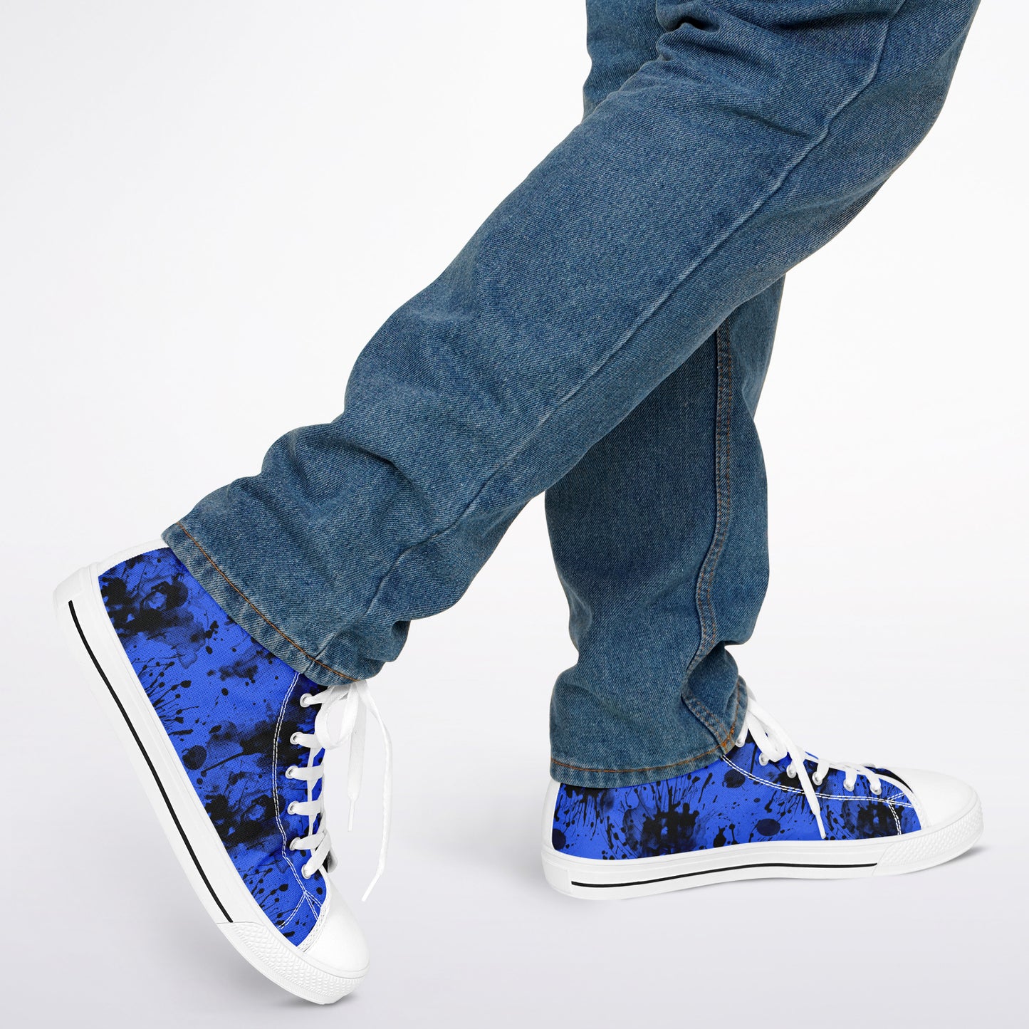 Urban Peak High Top Shoes | Blue, Black & White Ink Splash Grunge Sneakers