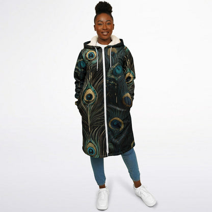 Peacock Feather Zipper Cloak – Seamless Animal Pattern Hooded Cape for Festivals, Travel & Boho Style | Unique Coat