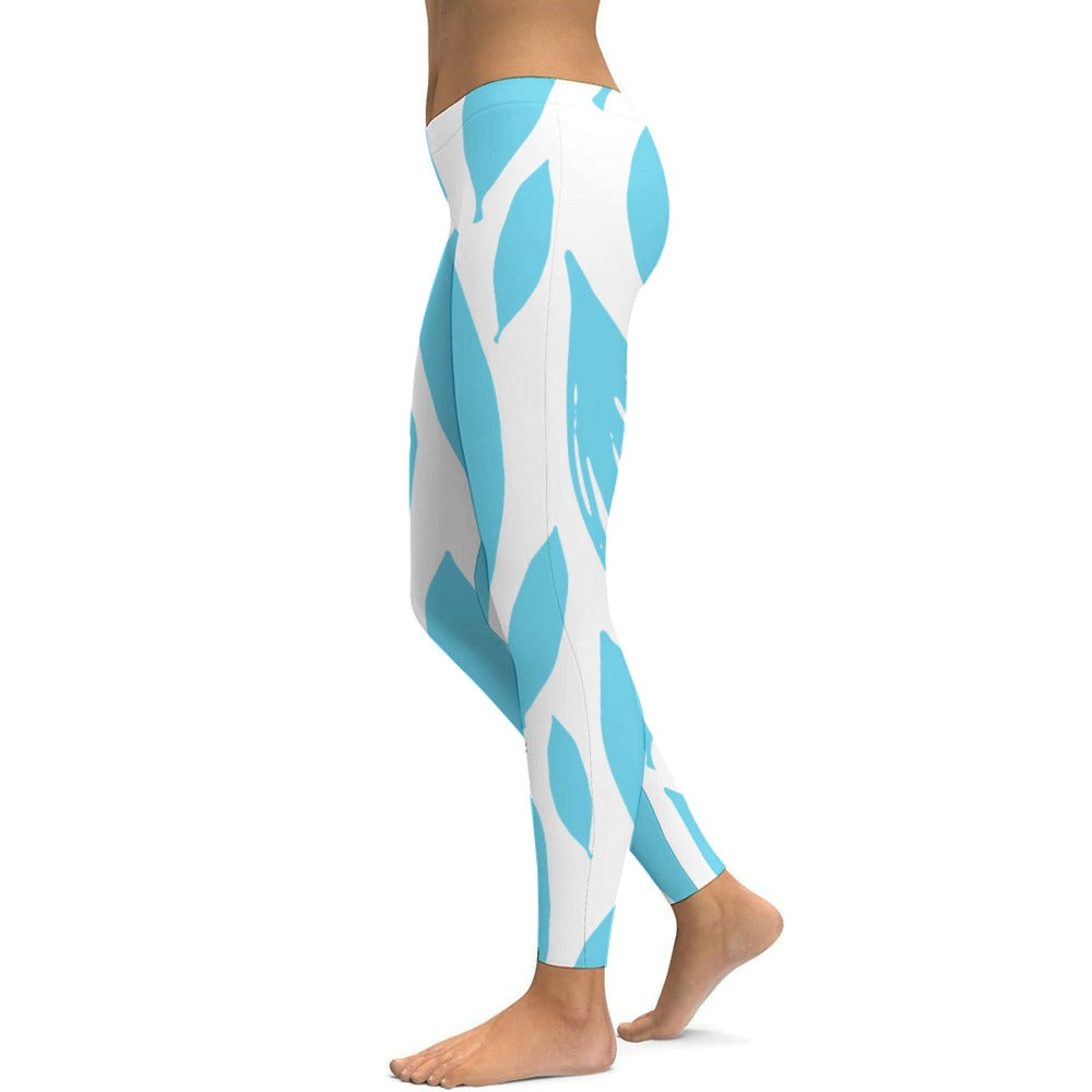 Soft Ladies Pattern Teal & White Yoga Pants