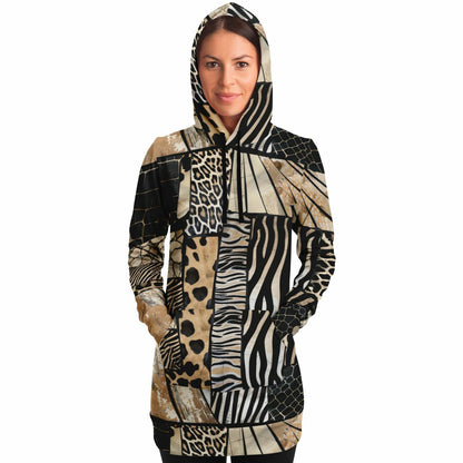 Athletic Longline Hoodie - Animal Pattern, Boho Chic Style