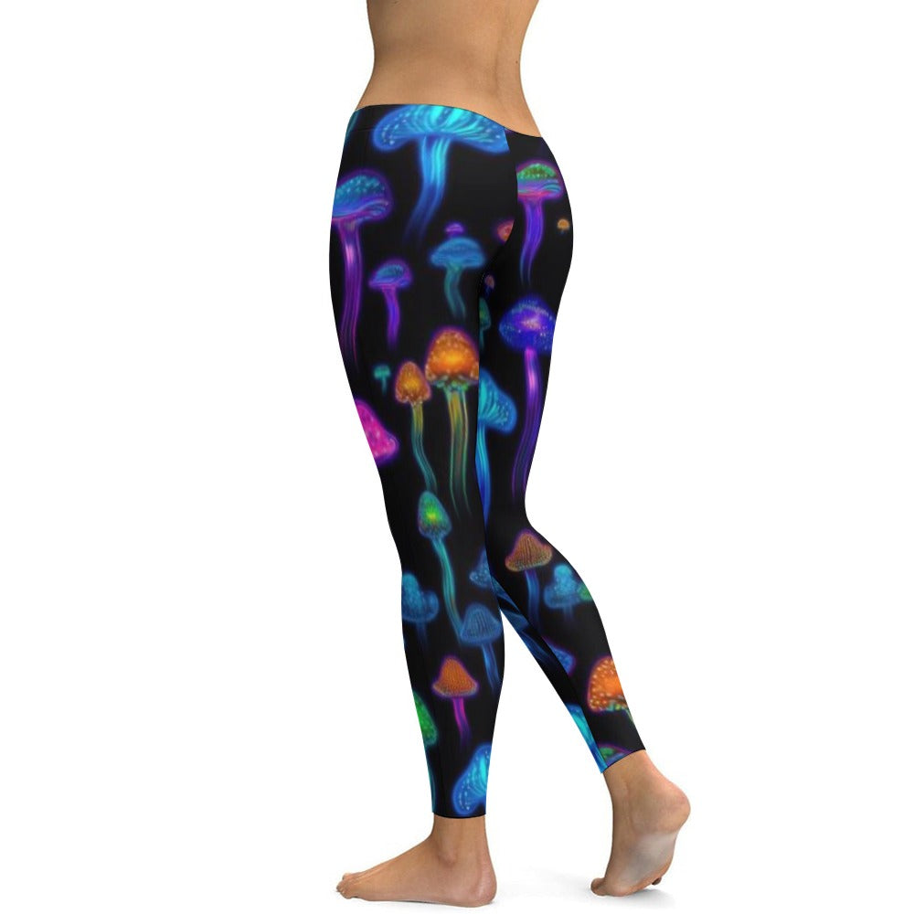 Soft Ladies Neon Mushroom Yoga Pants
