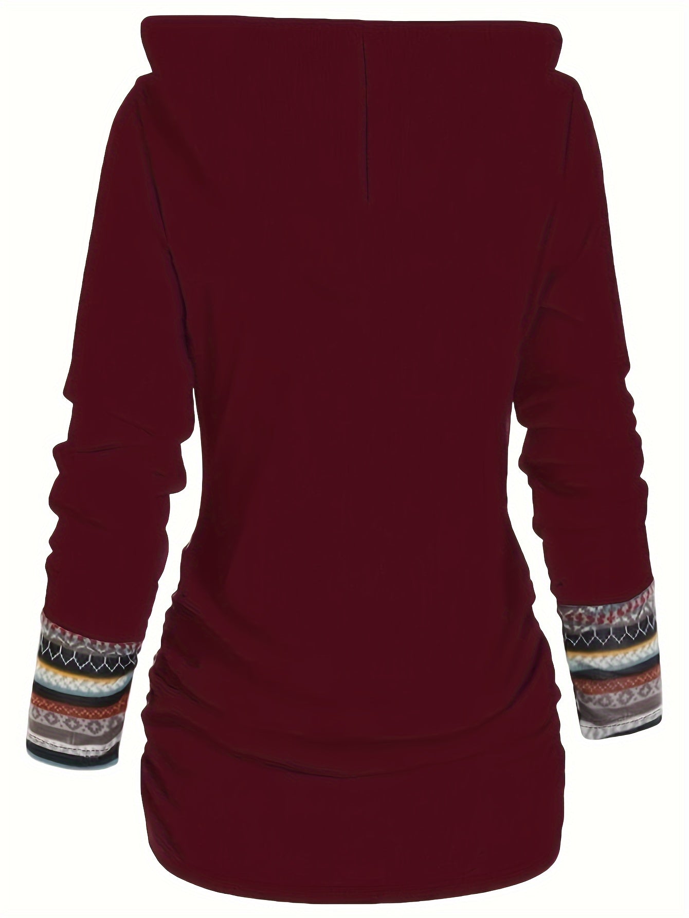 Stripe Splicing Button Decor Hoodie, Casual Long Sleeve Hoodie, Women's Clothing