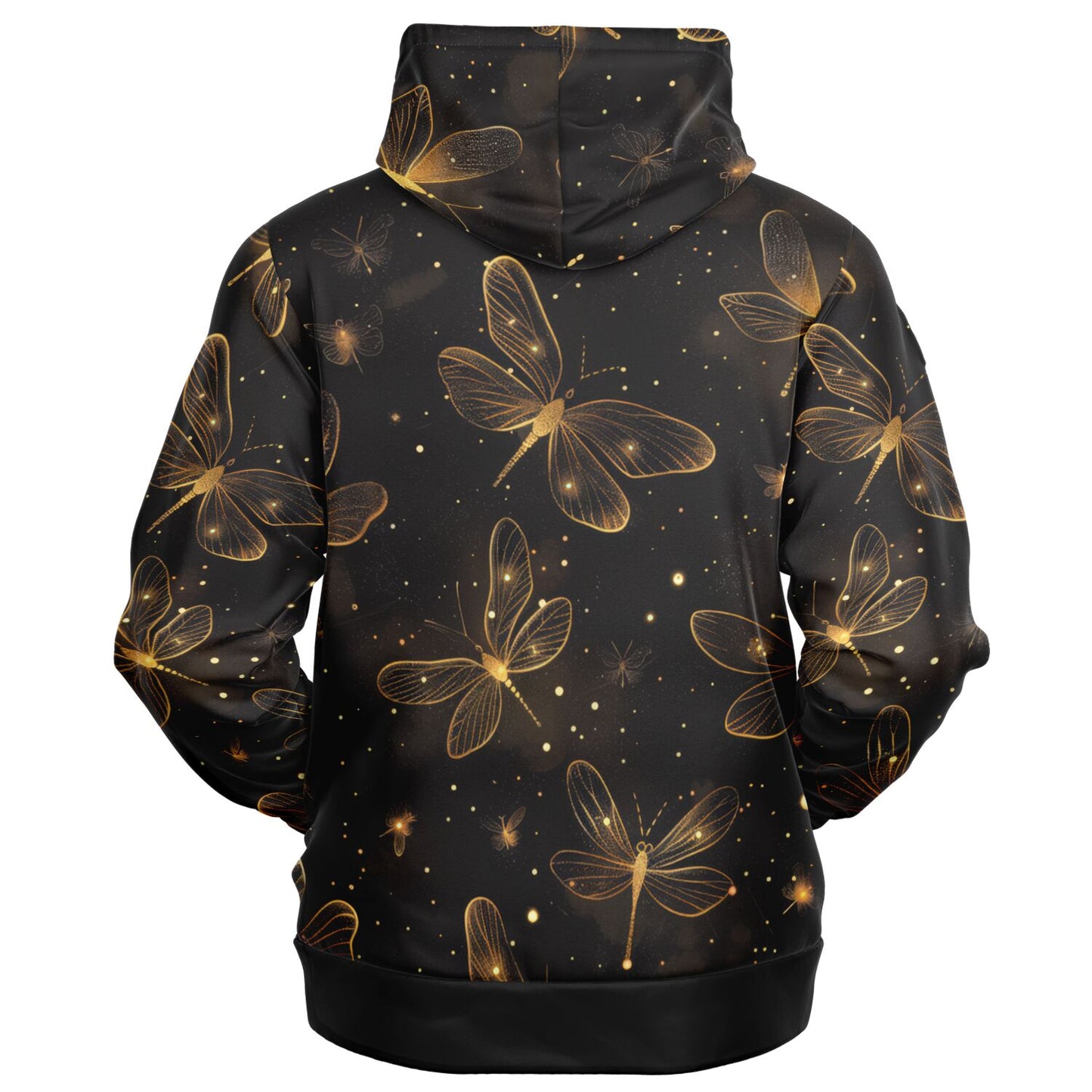 Golden Dragonfly Zip-Up Hoodie – Shimmering Night Sky All Over Print with Magical Ethereal Design | One of a Kind | Unique