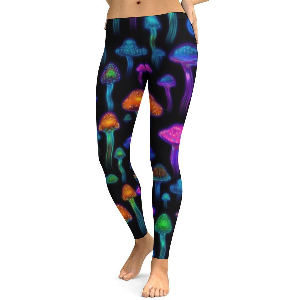 Soft Ladies Neon Mushroom Yoga Pants