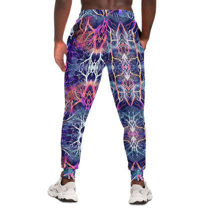 Athletic Jogger with Tree Branch Gradient – Vibrant Fantasy Coral & Neon Pattern Unique Custom Design