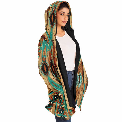 Earth-Tone Hooded Cloak – Tribal Coat for Boho Men & Boho Mom Style | Artistic Fashion