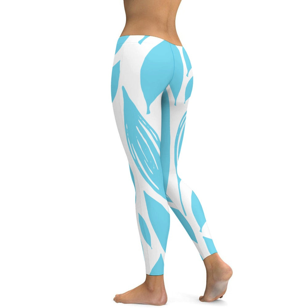 Soft Ladies Pattern Teal & White Yoga Pants