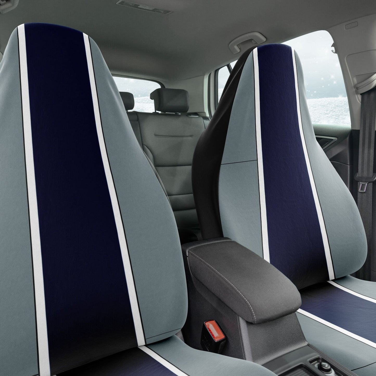 Navy & Silver Car Seat Covers – Durable Trendy-Inspired Auto Accessories