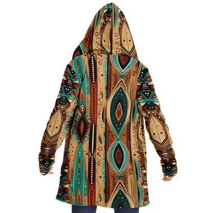 Earth-Tone Hooded Cloak – Tribal Coat for Boho Men & Boho Mom Style | Artistic Fashion