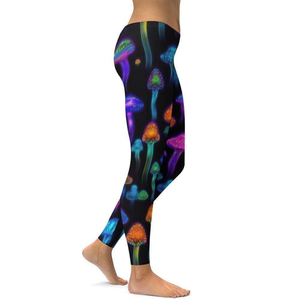 Soft Ladies Neon Mushroom Yoga Pants