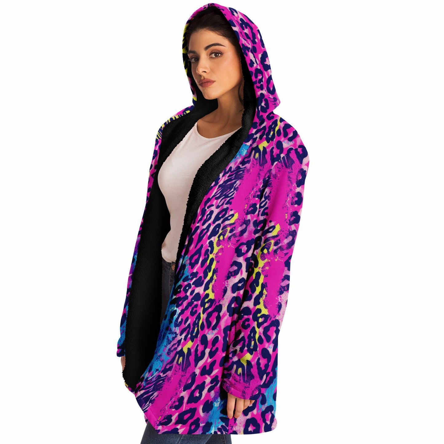 Take a Walk on the Wild Side - Abstract Cheetah Spots, Vibrant Animal Print Hooded Wrap
