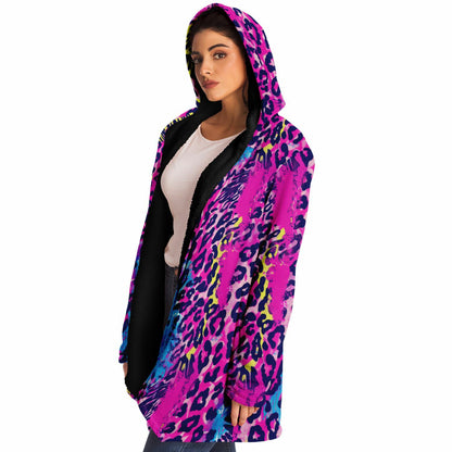 Take a Walk on the Wild Side - Abstract Cheetah Spots, Vibrant Animal Print Hooded Wrap
