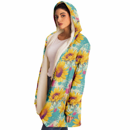 Cloak Hoodie – Sunflowers Gone Wild 🌻 Vintage Floral With a Splash of Chaos