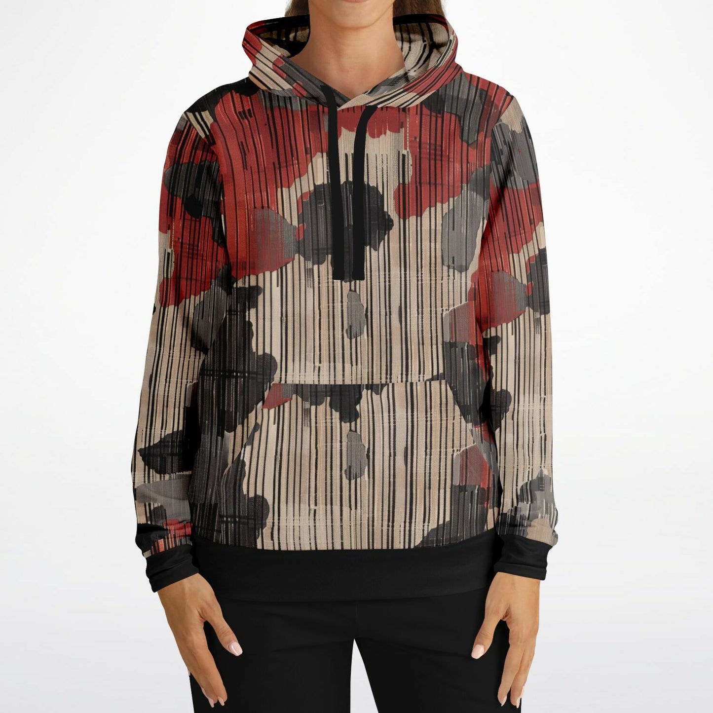 Red & Black Fashion Hoodie -  Men & Women Bohemian Style  Abstract Art Abstract Expressionism