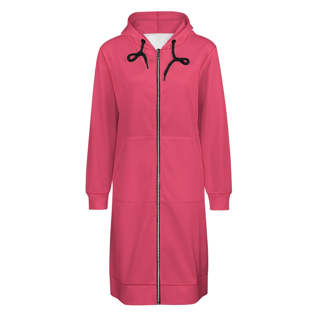 Edgy Sweatshirt Dress, Long Hoodie in Watermelon, Cozy Sweater, Comfy Sweatshirt, Knee- Length Sweater, Stylish Sweatshirt with Hood