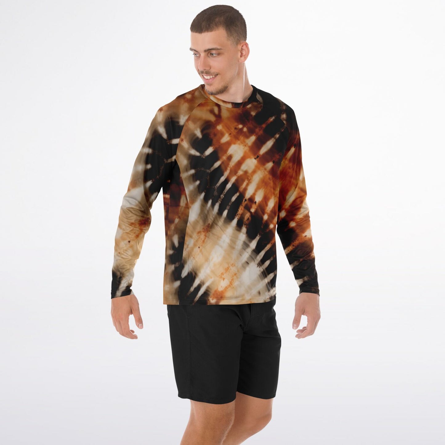 Men’s Long Sleeve Performance Shirt | Tie-Dye Bohemian Abstract Design