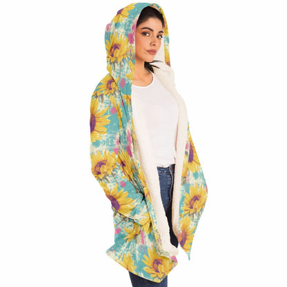 Cloak Hoodie – Sunflowers Gone Wild 🌻 Vintage Floral With a Splash of Chaos
