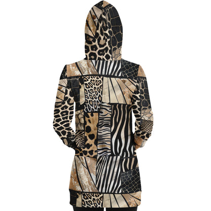 Athletic Longline Hoodie - Animal Pattern, Boho Chic Style