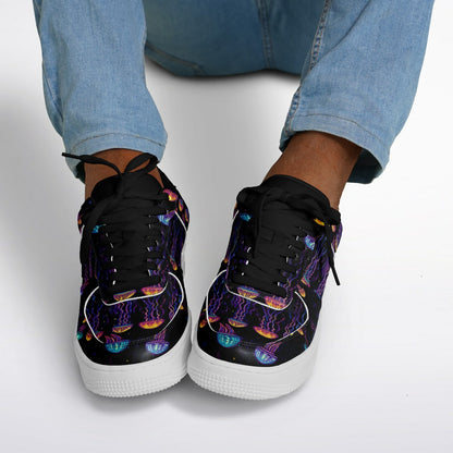 Low Top Shoes, Blue & Purple Jellyfish Sneakers, Ocean-Inspired Low Tops, Creative Sea Life Shoes, Custom Shoes