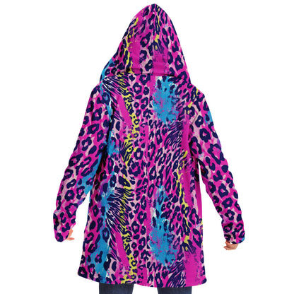 Take a Walk on the Wild Side - Abstract Cheetah Spots, Vibrant Animal Print Hooded Wrap